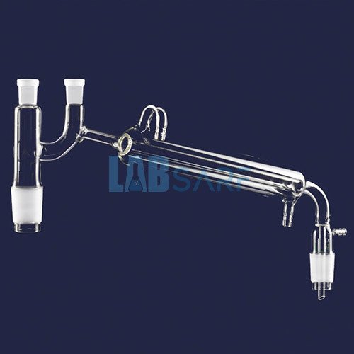 Distilasyon Bağlantıları Soğutucu Uzunluğu 250 Mm Erkek Şilifler: Ns 29/32 Soğutuculu & Vakum Adaptörlü & Claisen Başlıklı - (1 Adet)