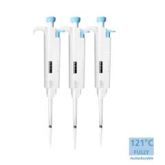 Otomatik Pipet Seti Tek Kanallı Ayarlanabilir Hacim 0,5-10μl,10-100μl, 100-1000μl  Tamamen Otoklavlanabilir MicroPette Plus
