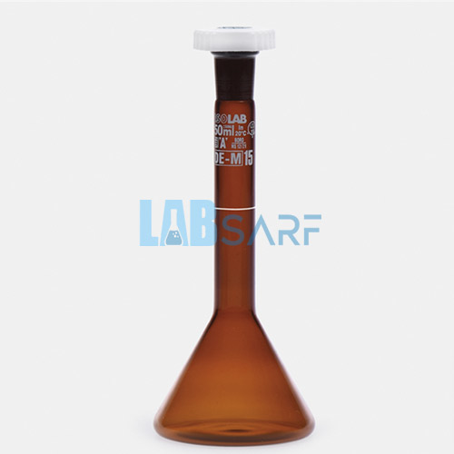 Balon Joje Trapezoidal Amber A Kalite Grup Sertifikalı Beyaz Skala 25 ml NS 10/19