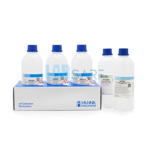 pH 4.01, 7.01 ve 10.01 Elektrot Saklama Solüsyonu ve Temizleme Solüsyonu (5 x 500 mL) ile Teknik Kalibrasyon Solüsyonları