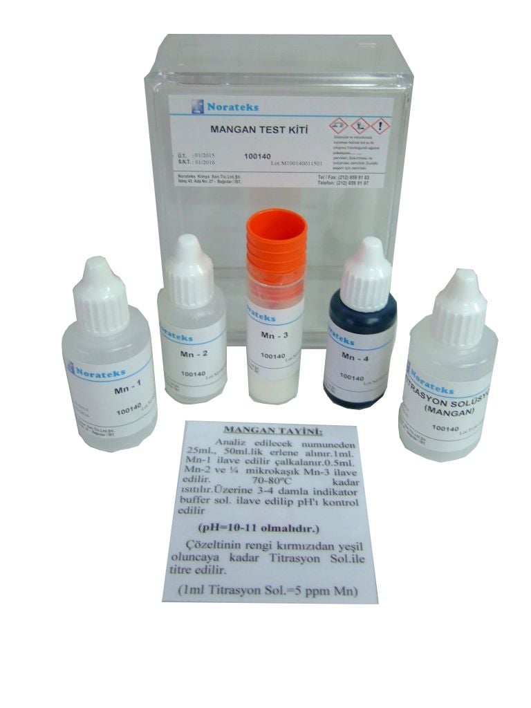 MANGAN (Ca ve Mg olmayan sularda)                            	( 1ml=5ppm ) Test Kiti