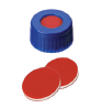 9mm Kombinasyon Contası:PP Kısa İplik Kapağı, mavi, orta delik; PTFE kırmızı/Silikon beyaz/PTFE kırmızı, 45° Shore A, 1,0 mm