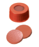 9mm Kombinasyon Contası: PP Kısa Dişli Kapak, kırmızı, ortası delikli; Nat. Kauçuk kırmızı-turuncu/TEF şeffaf 60° Shore A, 1,0 mm
