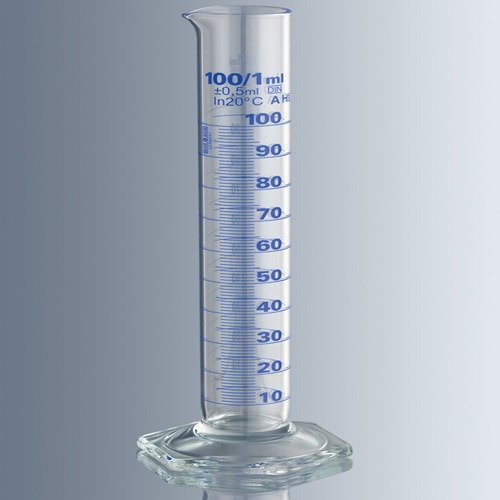 Mezür & Cam & A Sınıfı & Uzun Form & Mavi Renk Taksimatlı & Sertifikalı & 50 ml -1 Adet