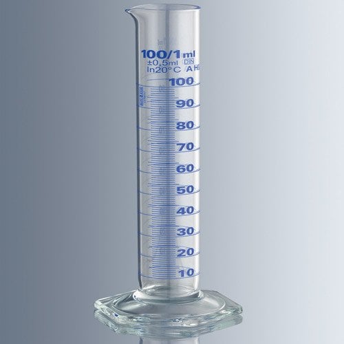 Mezür & Cam & A Sınıfı & Uzun Form & Mavi Renk Taksimatlı & Sertifikalı & 250 ml -1 Adet