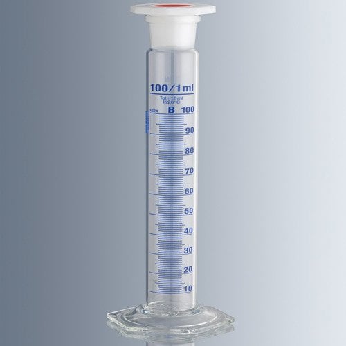 Mezür & Karıştırma İçin & Cam & B Sınıfı & Uzun Form & Mavi Renk Taksimatlı & Kapaklı & 10 ml -1 Adet