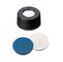 9 mm Kombinasyon Conta: PP Kısa Dişli Kapak, siyah, Silikon beyaz/PTFE mavi, yarıklı, 55° shore A, 1,0 mm, yarık
