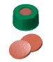 9mm Kombinasyon Contası: PP Kısa Dişli Kapak, yeşil, ortası delikli; Nat. Kauçuk kırmızı-turuncu/TEF şeffaf 60° Shore A, 1,0 mm