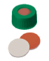 9mm Kombinasyon Contası: PP Kısa Dişli Kapak, yeşil, ortası delikli; Kırmızı Kauçuk / PTFE beji, 45° Shore A, 1,0 mm