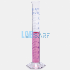 Mezür Uzun Form 50 Ml Hexagonal Cam Tabanlı A Kalite Grup Sertifikalı Mavi Skala-( 1 Adet)