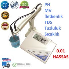 Masaüstü Ölçüm Cihazı & pH / MV / TDS / Tuzluluk / Sıcaklık / İletkenlik & AZ 86505 -1 Adet