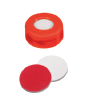 UltraClean Kapanış: 11 mm PE Segman Kapağı, kırmızı, orta delik; Silikon beyazı/PTFE kırmızısı, 45° Shore A, 1,3 mm