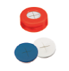 11mm Kombinasyon Contası: PE Segman Kapağı, kırmızı, orta delik; Silikon beyazı/PTFE mavisi, çapraz yarıklı 55° Shore A, 1,0 mm