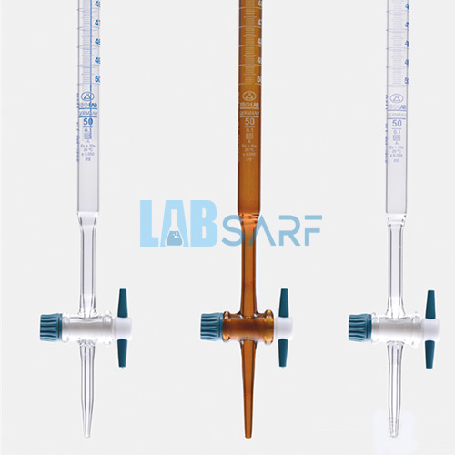 Büret Düz Amber Ptfe Musluklu As Kalite Grup Sertifikalı Beyaz Skala 25 Ml Şelbah Çizgisiz